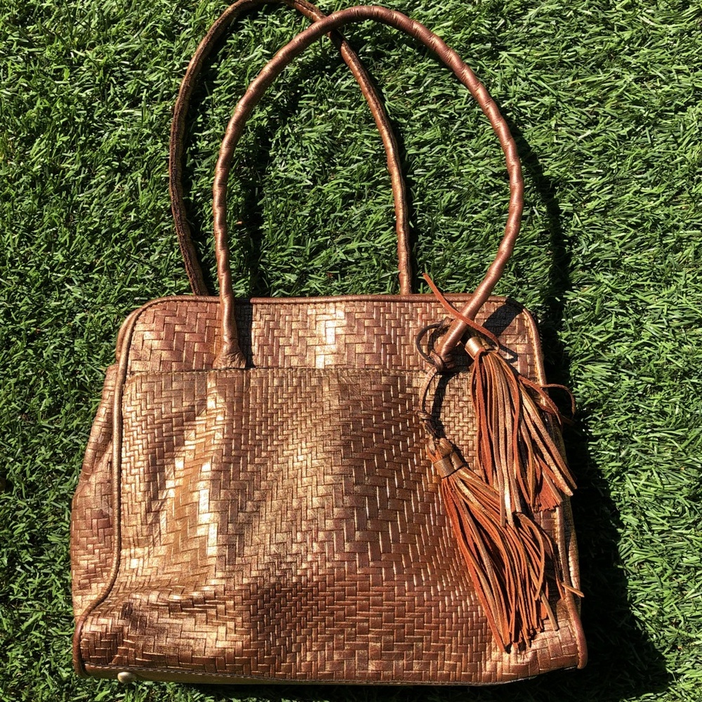Matallic copper handbag
